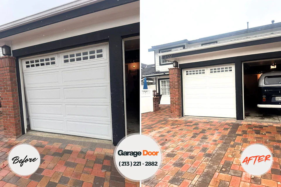 Before and after: garage door repair Stamford, CT